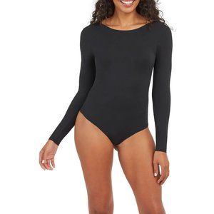 Spanx Long Sleeve Scoop Neck Bodysuit Black Sz-M NWT